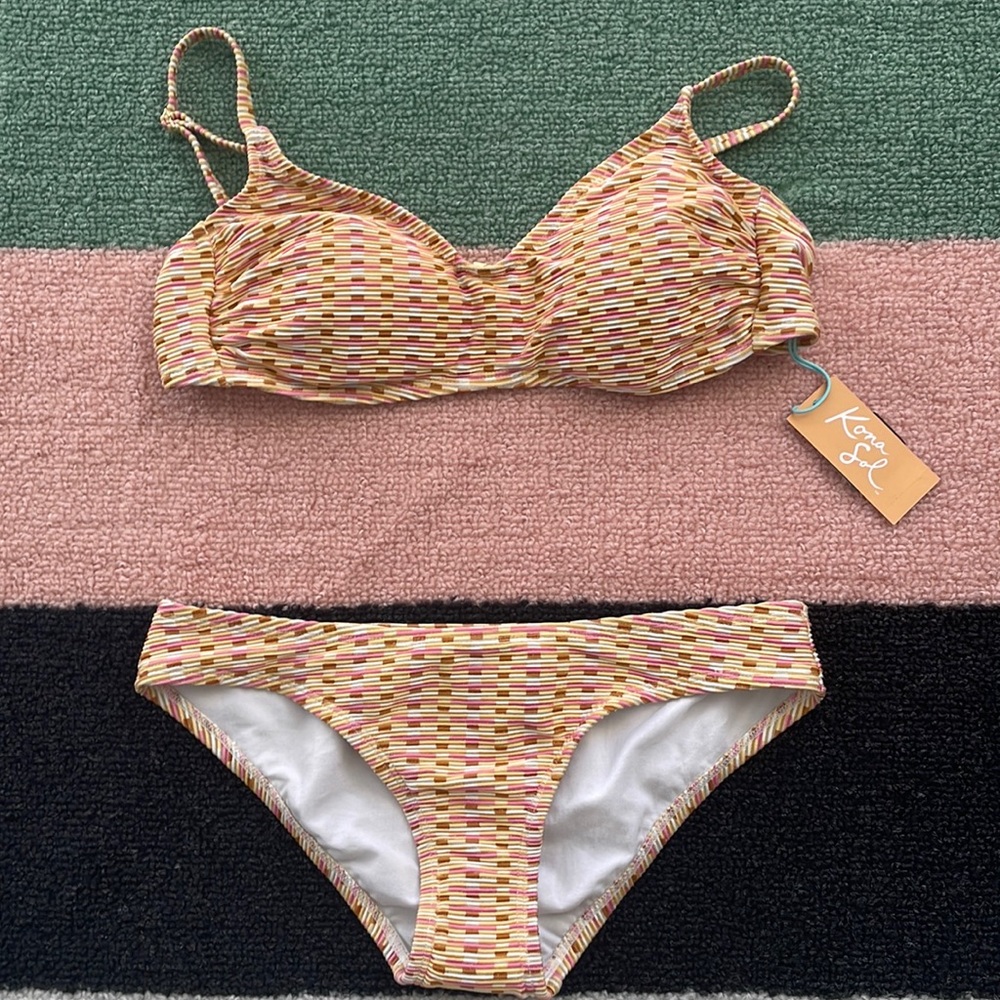 Kona sol bikini top lurex shine size large and bikini bottom size small